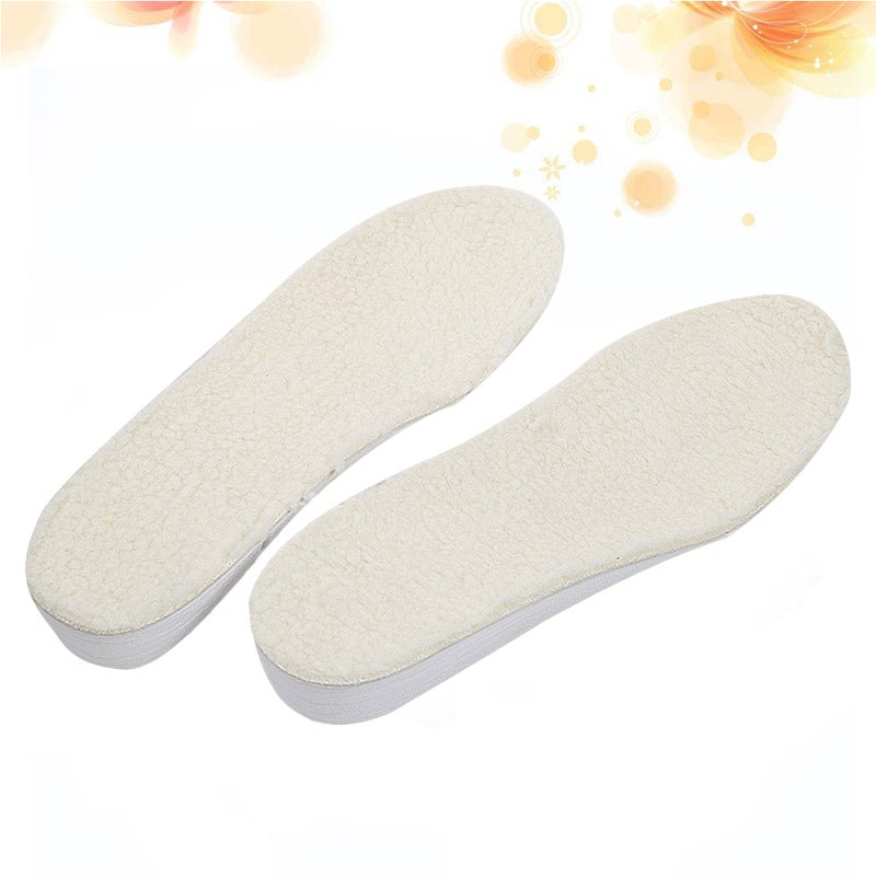 1 Pair of Warm Wool PU Height Increase Shoe Pads Practical Shoe Cushion for Women Men Size L (2.5cm) - Image 1