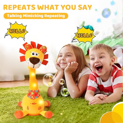 LLUKEME Dancing Talking Lion Toy Stuffed Animal Baby Toy Repeating What You Say Easter Toys for Kids Glowing Musical Electronic Lion with Fluffy Mane Gifts for Toddlers 13 Years Old - Image 5