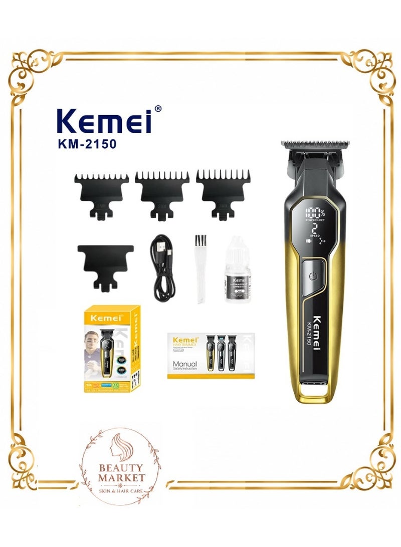 Kemei Km-2150 Professional T-Blade Gapless Shaving Hair Trimmer with LCD Display for Barbers - Image 1