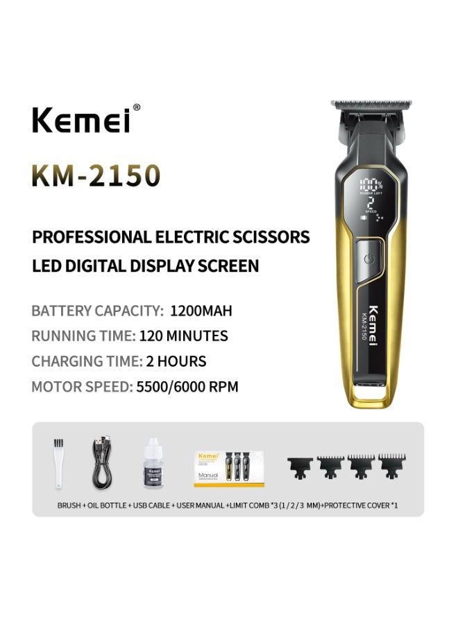 Kemei Km-2150 Professional T-Blade Gapless Shaving Hair Trimmer with LCD Display for Barbers - Image 3