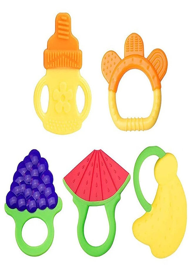 Teddyify Non-Toxic Pacifier, Food-Grade Silicone Teether, BPA-Free, Fruit Designs (Colors and Design as per Availability of The Product)(Only 1 Teether from The Image as per The availibility) - Image 1