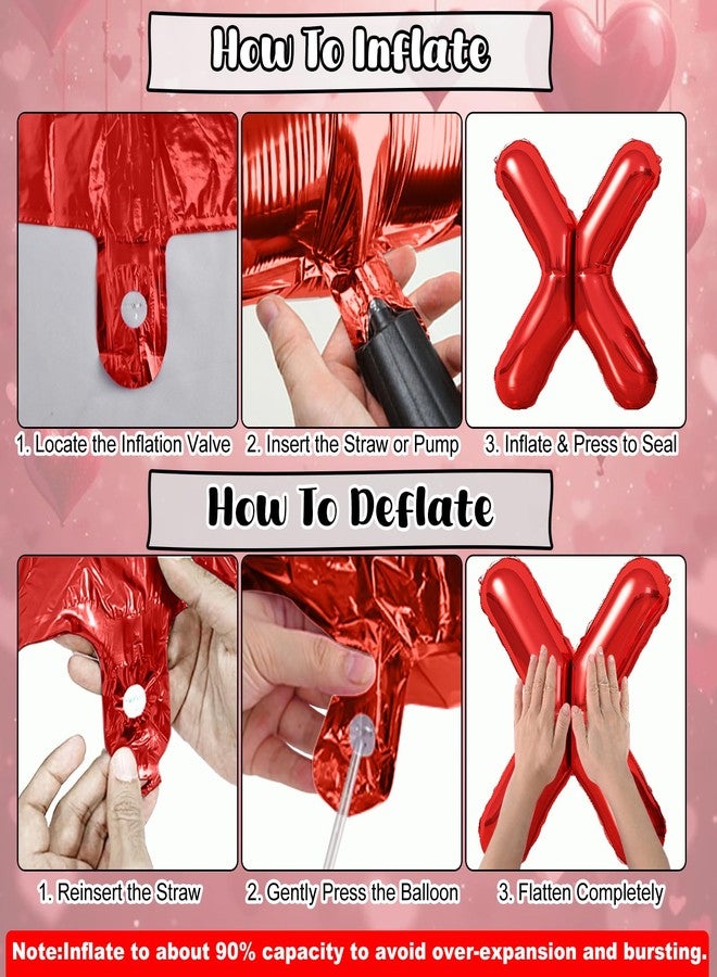 Togvu 40 Inch Large Red XOXO Balloons, XOXO Letters Foil Balloons with Red Heart Foil Balloons for Valentines Day Galentines Bridal Shower Wedding Bachelorette Romantic Special Night Party Decorations - Image 3