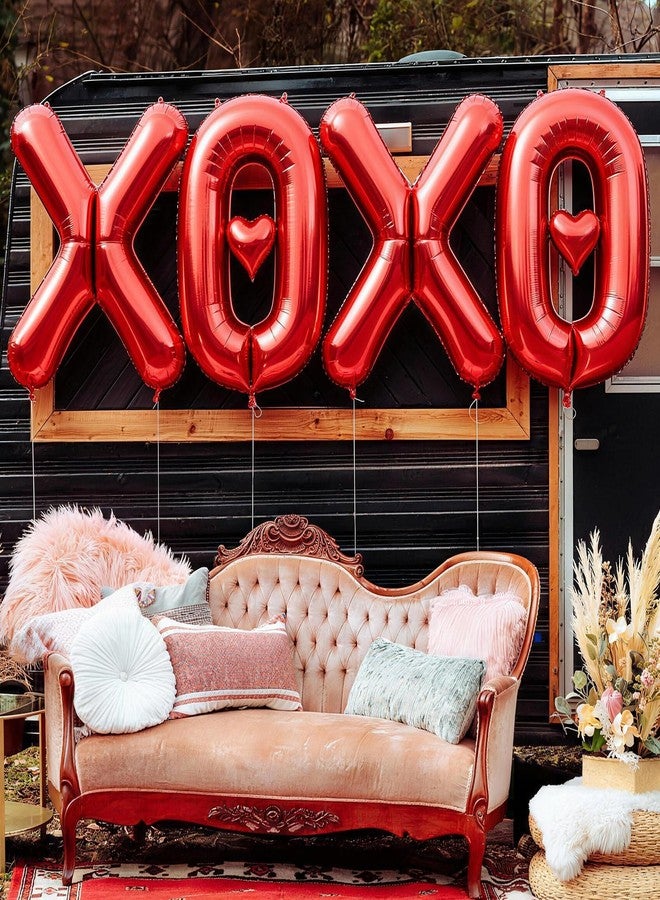 Togvu 40 Inch Large Red XOXO Balloons, XOXO Letters Foil Balloons with Red Heart Foil Balloons for Valentines Day Galentines Bridal Shower Wedding Bachelorette Romantic Special Night Party Decorations - Image 4