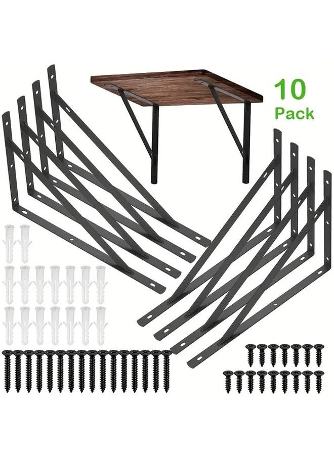 Heavy Duty Shelf Brackets 10 Packs 12 Inches Wall Mounted Right Angle Support - Image 1