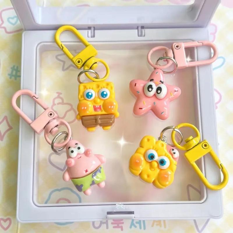 SpongeBob Keychain: High Quality Silicone Durable Resin Material - Character Design Keychain for Backpacks, Adults and Children - Image 1