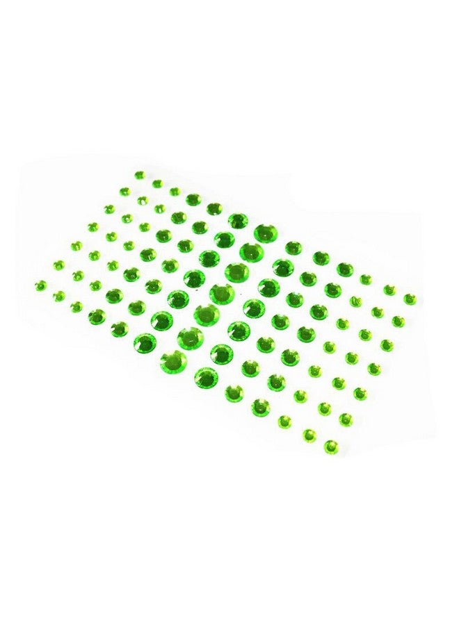 إيلاندي ورقة (91 قطعة) 4 أحجام مختلفة من ملصقات المجوهرات ذاتية اللصق ذات الظهر المسطح من أحجار الراين الكريستالية للحرف اليدوية والجسم والعينين والأظافر ومكياج المهرجانات والكرنفال (أخضر) - Image 1