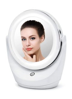 Makeup Mirror with LED Lights 5x Magnifying Lighted Desktop Vanity Mirror 360 Degree Rotating Arm Double Sided Vanity Mirror Touch Screen Switch Mirror with Smart Fill Light for Vanity and Travel