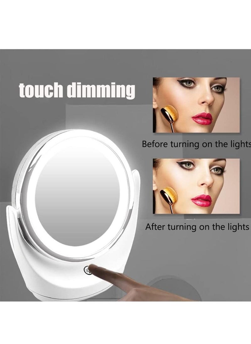 Generic - Makeup Mirror with LED Lights 5x Magnifying Lighted Desktop Vanity Mirror 360 Degree Rotating Arm Double Sided Vanity Mirror Touch Screen Switch Mirror with Smart Fill Light for Vanity and Travel - Image 1