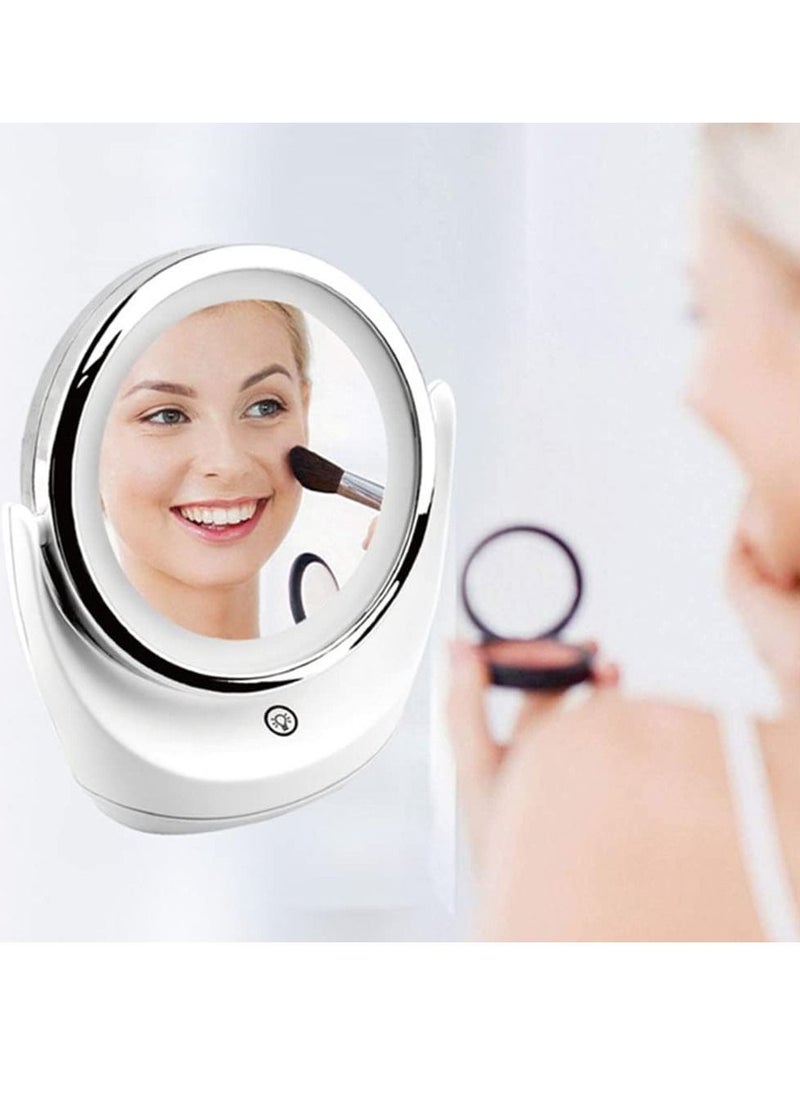 Generic - Makeup Mirror with LED Lights 5x Magnifying Lighted Desktop Vanity Mirror 360 Degree Rotating Arm Double Sided Vanity Mirror Touch Screen Switch Mirror with Smart Fill Light for Vanity and Travel - Image 1