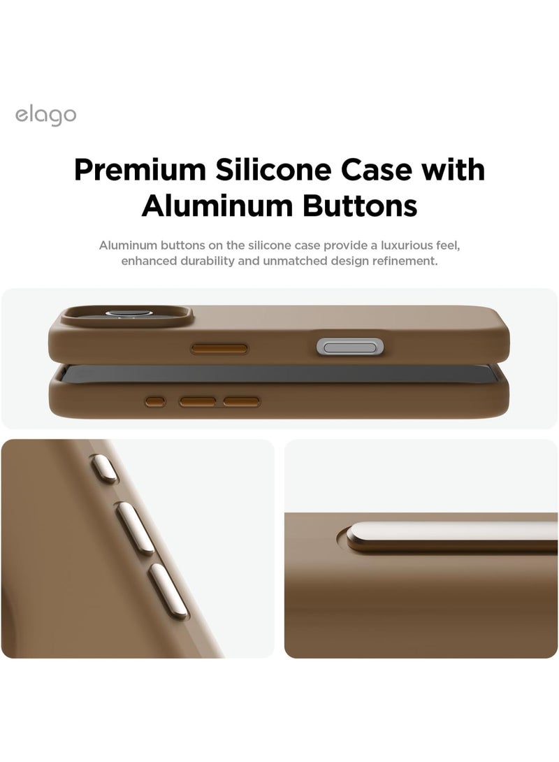 Elago Magnetic Liquid Silicone for iPhone 16 PRO Case Cover Compatible with MagSafe Shockproof - Brown - Image 3