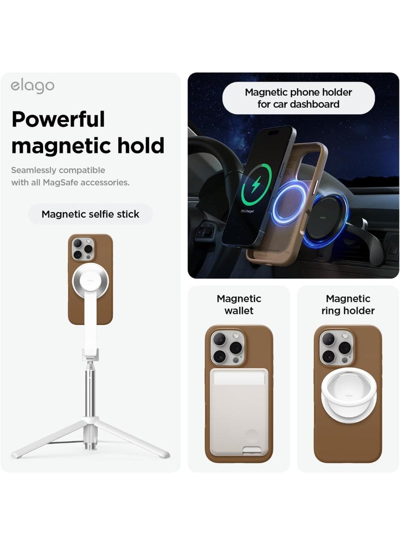 Elago Magnetic Liquid Silicone for iPhone 16 PRO Case Cover Compatible with MagSafe Shockproof - Brown - Image 4
