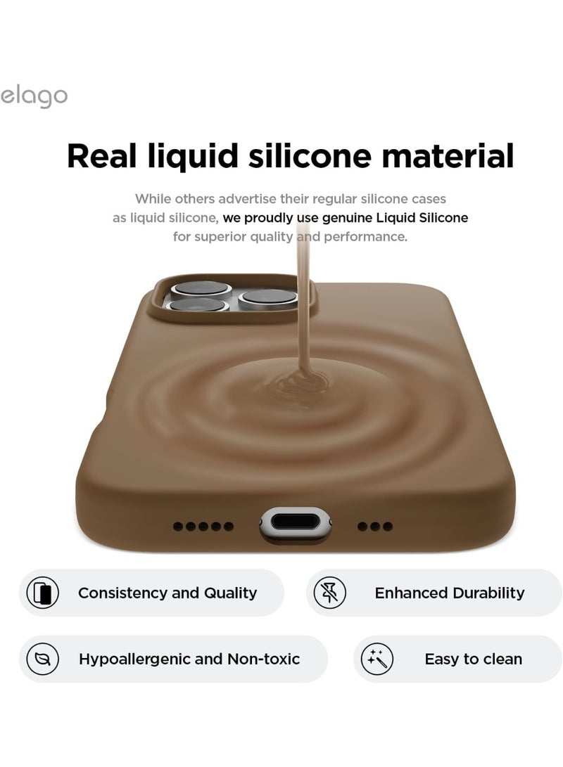Elago Magnetic Liquid Silicone for iPhone 16 PRO Case Cover Compatible with MagSafe Shockproof - Brown - Image 5
