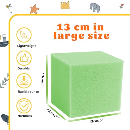 WINTECY 48PCS Foam Cubes 5x5x5 Foam Pit Blocks Set Soft Stacking Blocks for Indoor GamesTrampolines Gymnastics Parkour Action Sport Green and Light Blue - Image 5