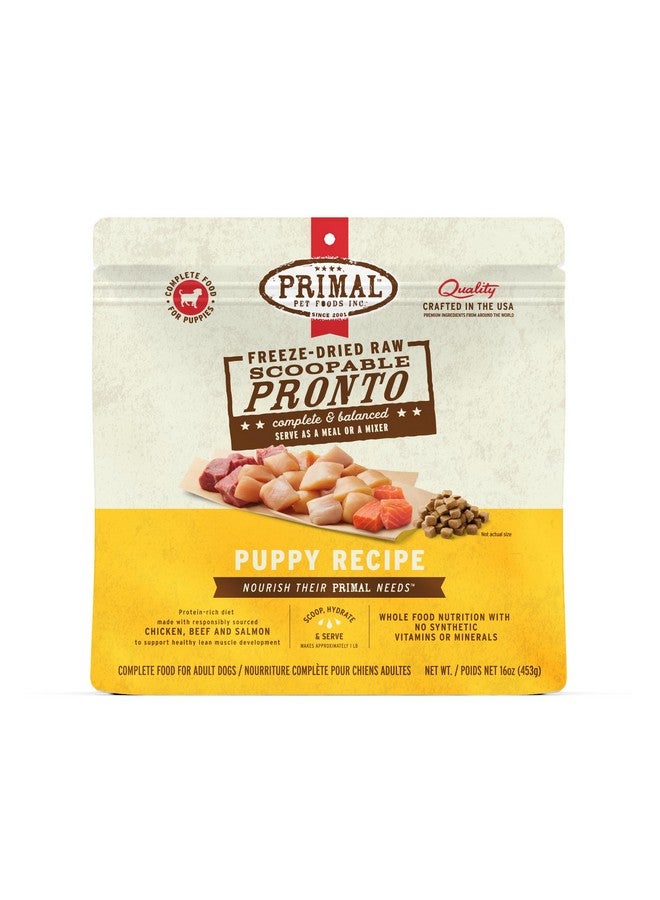 Primal Pet Foods Primal Freeze Dried Puppy Dog Food, Pronto Mini Nuggets; Scoop & Serve, Complete & Balanced Meal; Also Use As Topper or Treat; Premium, Healthy, Grain Free, High Protein Raw Dog Food (16 oz) - Image 1