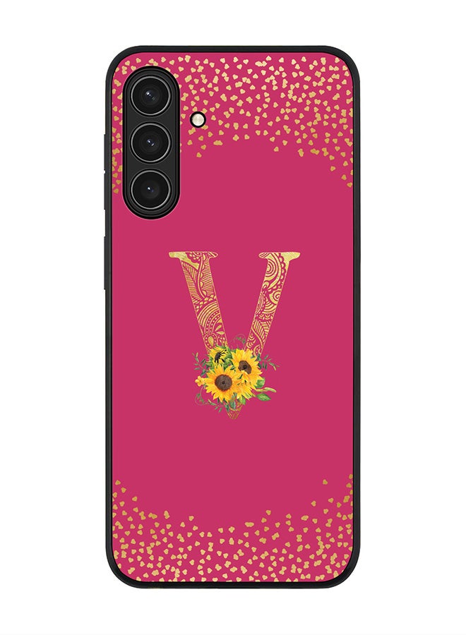 Stylizedd For Samsung Galaxy A17 / A17 4G Case,Slim fit Camera Protection, Shockproof Thin Phone cover  - Custom Floral Monogram - V ( Deep Pink )
