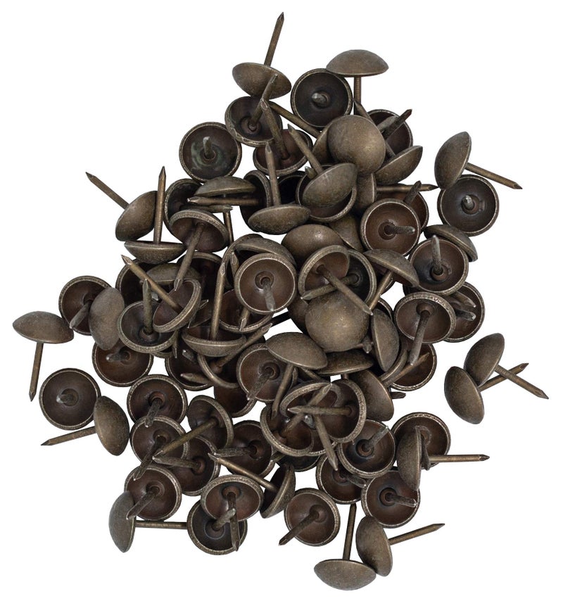 ComfortStyle Premium Upholstery Tacks, Nailhead Decorative Trim for Furniture, 7/16-inch Diameter (100, Dark Natural) - Image 1