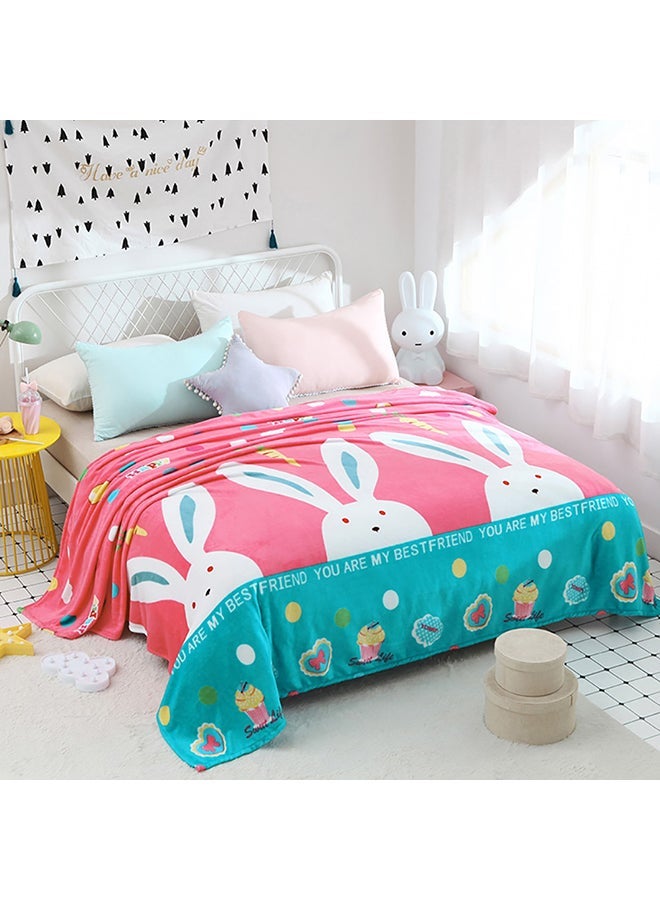 NIBEMINENT Rabbit Printed Soft Blanket cotton Multicolour 180x200cm  - Image 1