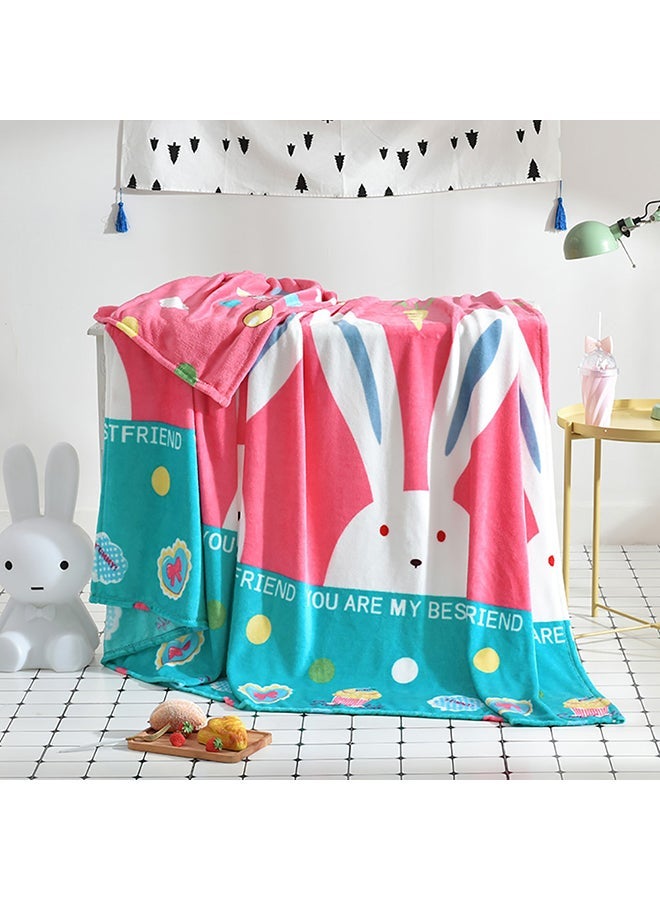 NIBEMINENT Rabbit Printed Soft Blanket cotton Multicolour 180x200cm  - Image 2