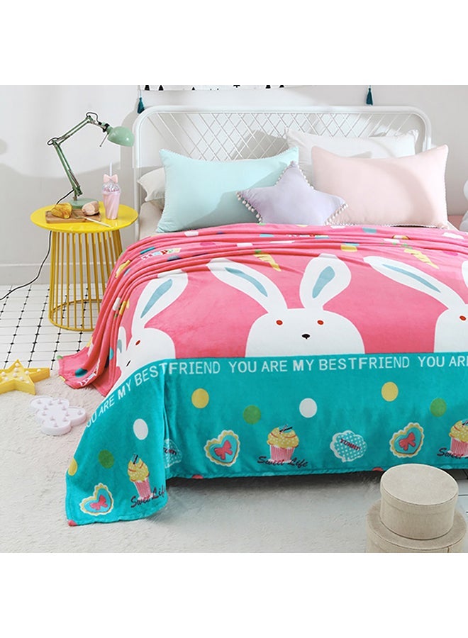 NIBEMINENT Rabbit Printed Soft Blanket cotton Multicolour 180x200cm  - Image 3