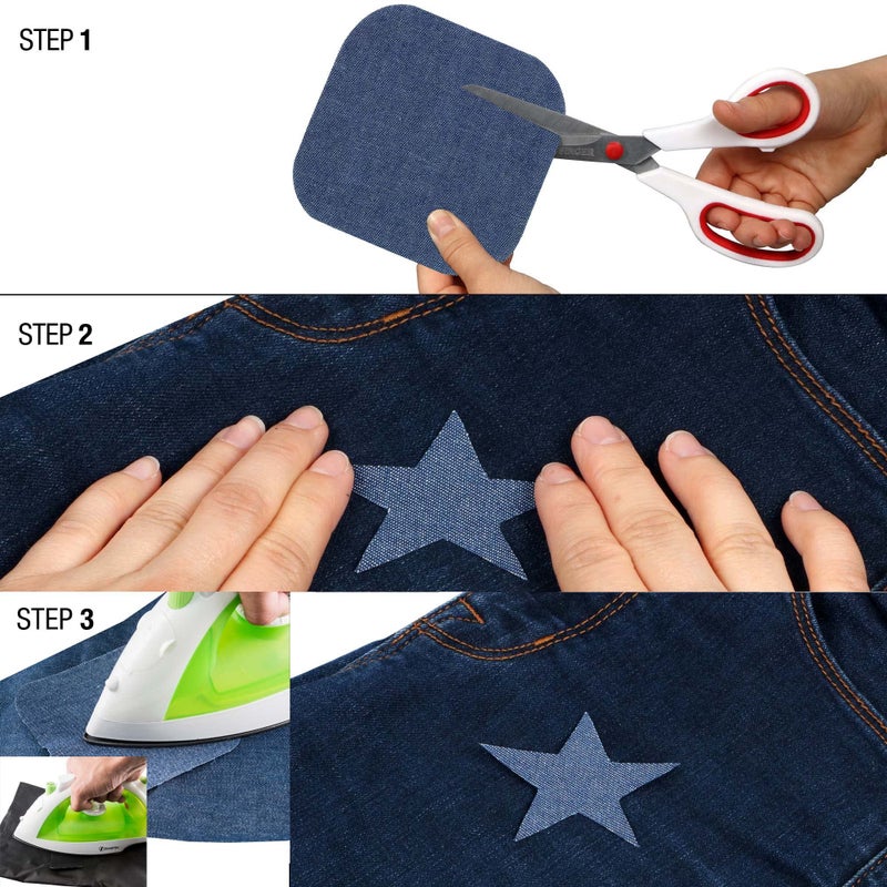 SINGER Denim & Twill Iron-On Patches Combo, 8pc Assorted - Image 5