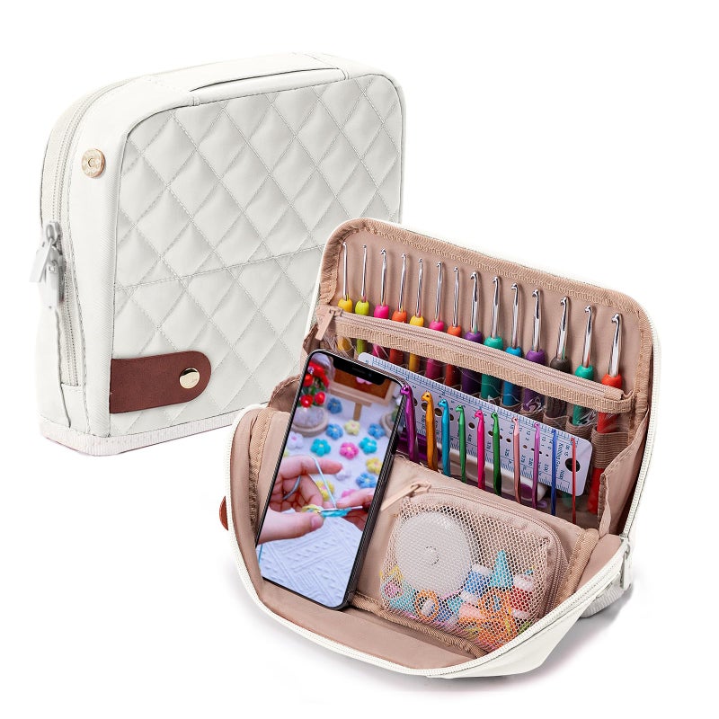 MYBAGZING Empty Crochet Hook Case - Stand Up Organizer with 30 Slots for Hooks & Needles, Crochet Accessories Kit for Lovers & Beginners - Image 1