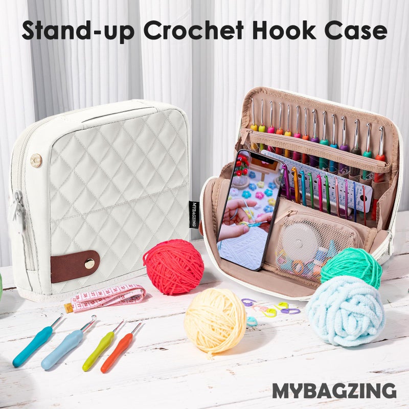 MYBAGZING Empty Crochet Hook Case - Stand Up Organizer with 30 Slots for Hooks & Needles, Crochet Accessories Kit for Lovers & Beginners - Image 5
