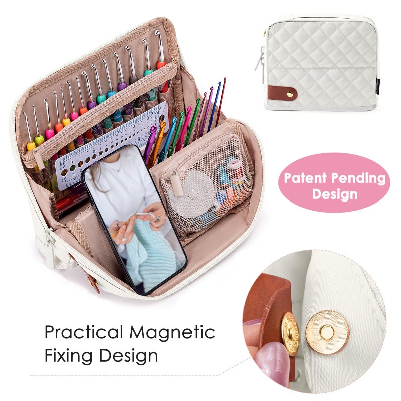 MYBAGZING Empty Crochet Hook Case - Stand Up Organizer with 30 Slots for Hooks & Needles, Crochet Accessories Kit for Lovers & Beginners - Image 3