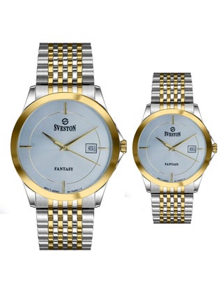 Sveston Fantasy Analog Quartz Silver Dial Stainless Steel Couple