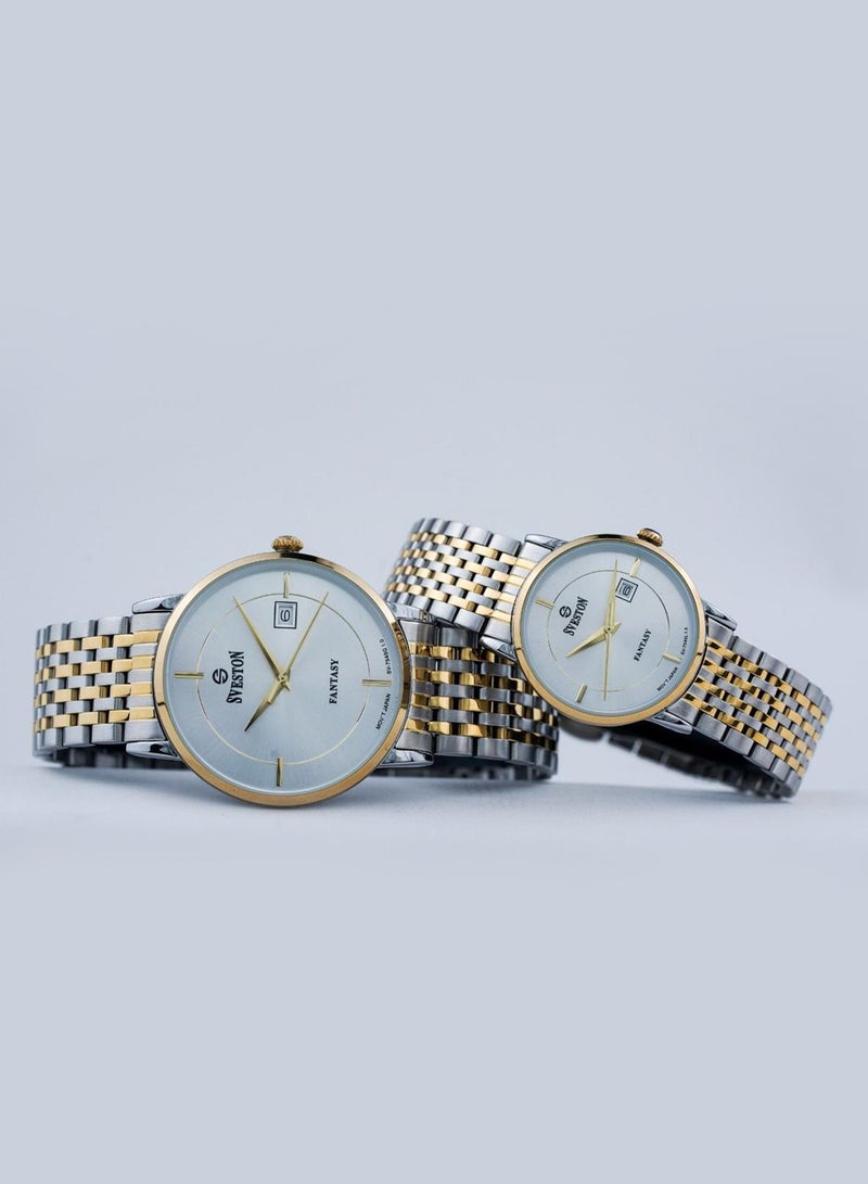 Sveston Fantasy Analog Quartz Silver Dial Stainless Steel Couple Set Watch SV 7545  - Image 2