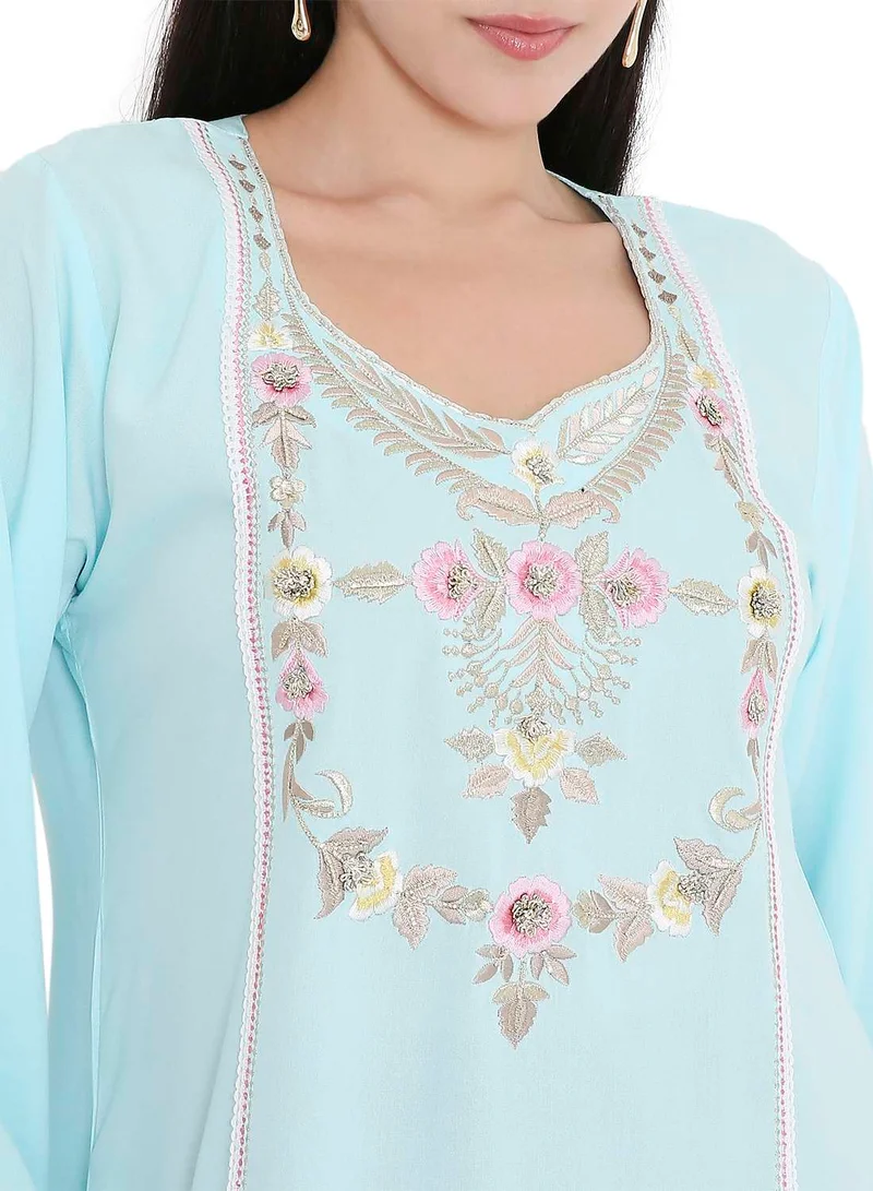 HANA & SARA VIBRANT COLOUR UNIQUE THREAD EMBROIDERY MODEST ARABIC FARASHA KAFTAN JALABIYA DRESS
