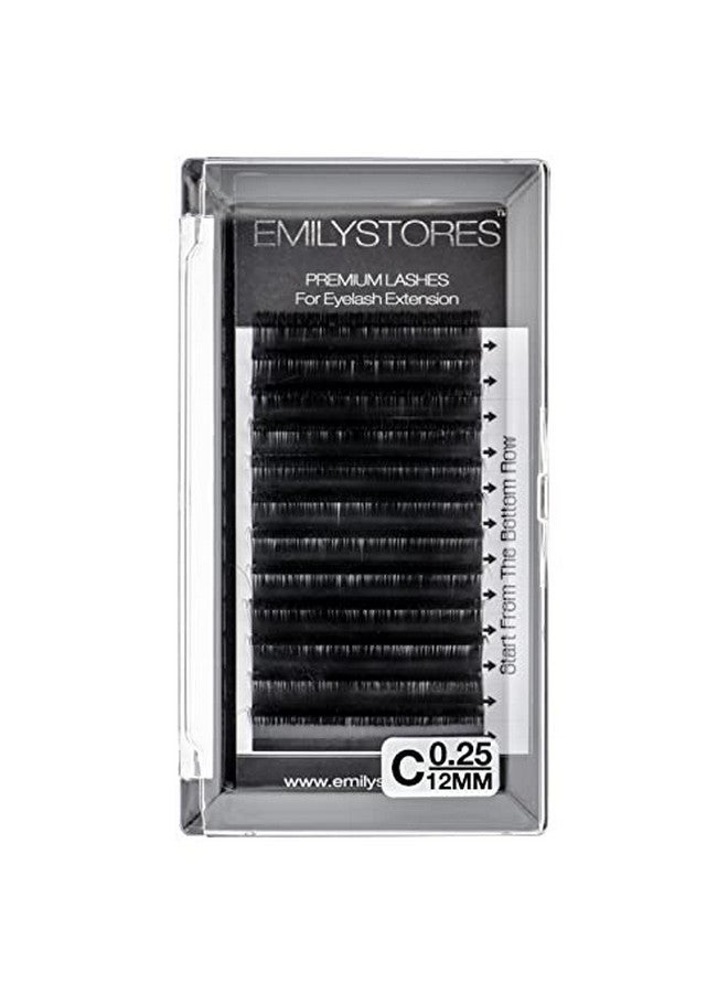 EMILYSTORES Eyelash Extensions 0.25Mm Thickness C Curl Length 12Mm Silk Mink Fake Eye Lashes In One Tray - Image 1