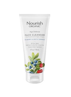 Nourish Organic Face Cleanser Age Defense Bilberry  Arctic Berries  AntiAging Face Wash with Aloe Vera  Washable Cotton Round