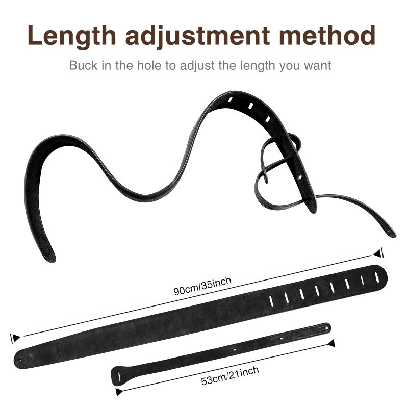 LEKATO Leathers Guitar Strap 2.5" Wide Padded Bass Strap Soft Comfortable with High Density Form Pad, Adjustable Length from 41" to 51" for Electric/Acoustic Guitar Bass,Black - Image 4