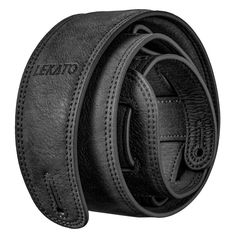 LEKATO Leathers Guitar Strap 2.5" Wide Padded Bass Strap Soft Comfortable with High Density Form Pad, Adjustable Length from 41" to 51" for Electric/Acoustic Guitar Bass,Black - Image 1