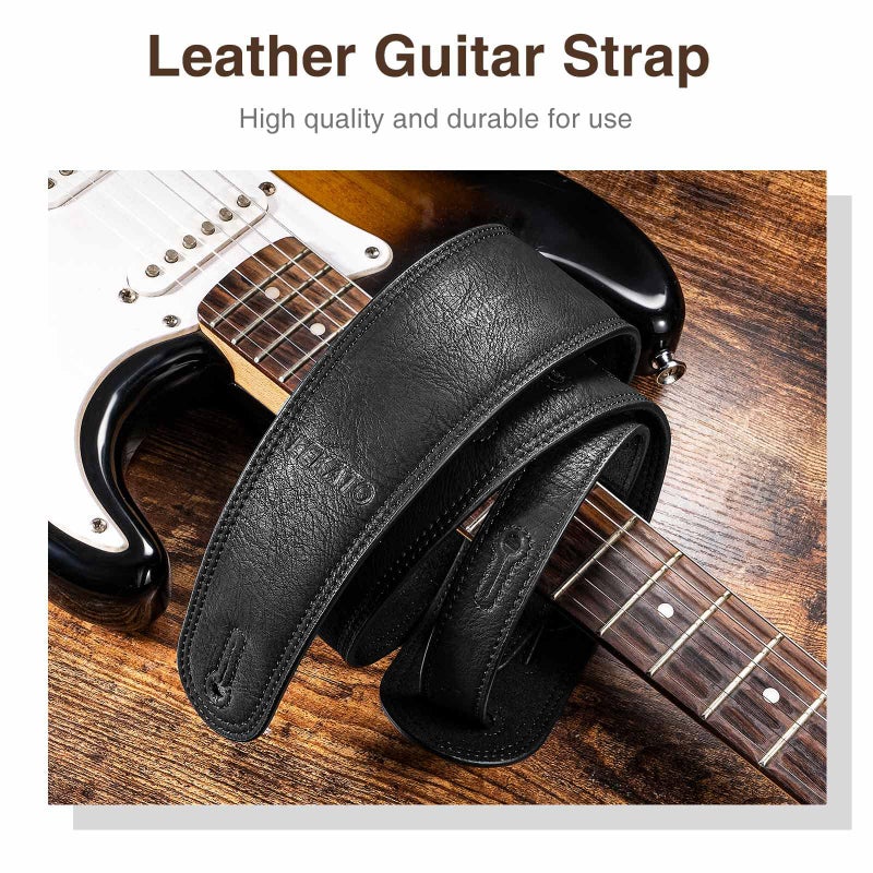 LEKATO Leathers Guitar Strap 2.5" Wide Padded Bass Strap Soft Comfortable with High Density Form Pad, Adjustable Length from 41" to 51" for Electric/Acoustic Guitar Bass,Black - Image 5