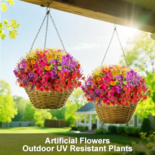 DealBeta Artificial Flowers Faux Plants Outdoor 18 Bundles Plastic Faux Flower with Eucalyptus Leaves Lavender UV Resistant Silk Fake Flower for Indoor Outside Garden Home Decor - Image 3
