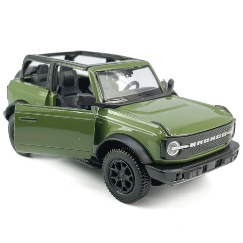 Metanyl 2-Door Convertible Bronco Badlands Model Car 1/36 Scale Diecast Toy Cars Metal Alloy Children’s Vehicles, Pull Back Doors Open, Black Rim, Mens Collection, Kids Toys for Boys Gifts, Cake Topper, green - Image 4
