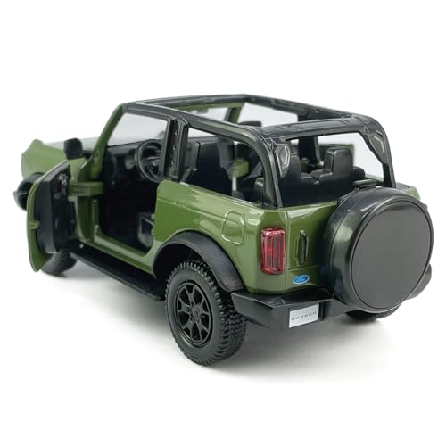 Metanyl 2-Door Convertible Bronco Badlands Model Car 1/36 Scale Diecast Toy Cars Metal Alloy Children’s Vehicles, Pull Back Doors Open, Black Rim, Mens Collection, Kids Toys for Boys Gifts, Cake Topper, green - Image 5