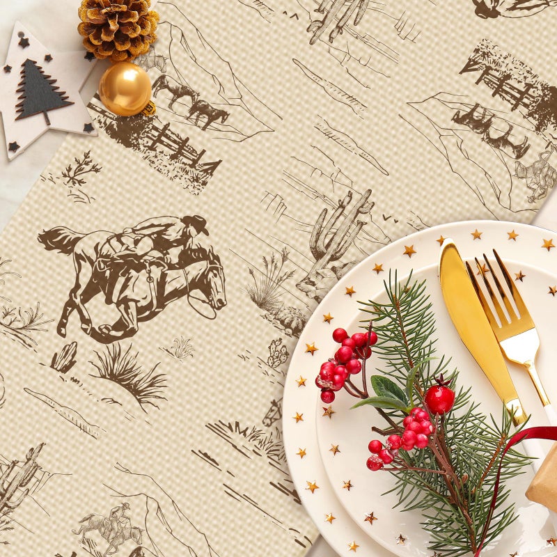 Worltoldb Cowboy Farm Table Runner Seasonal Spring Fall Kitchen Dining Linen Table Decoration for Indoor Outdoor Home Party Dinner 13x72 Inch - Image 4