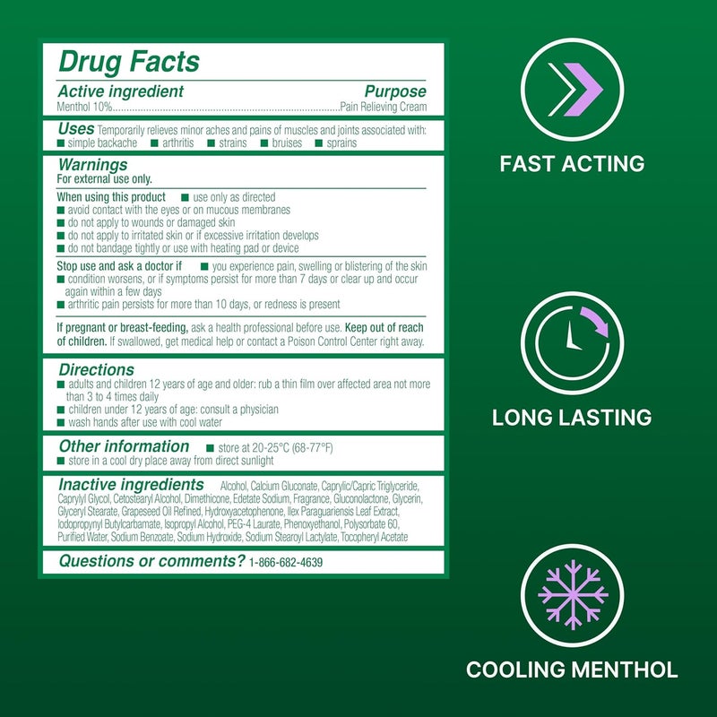 Biofreeze Cream Menthol Overnight Muscle Pain Relief Cream for Lower Back Pain Relief Shoulder Pain  Neck Pain Relief Knee Pain Relief Arthritis Pain Reliever FSA HSA Eligible 3 oz Jar - Image 5
