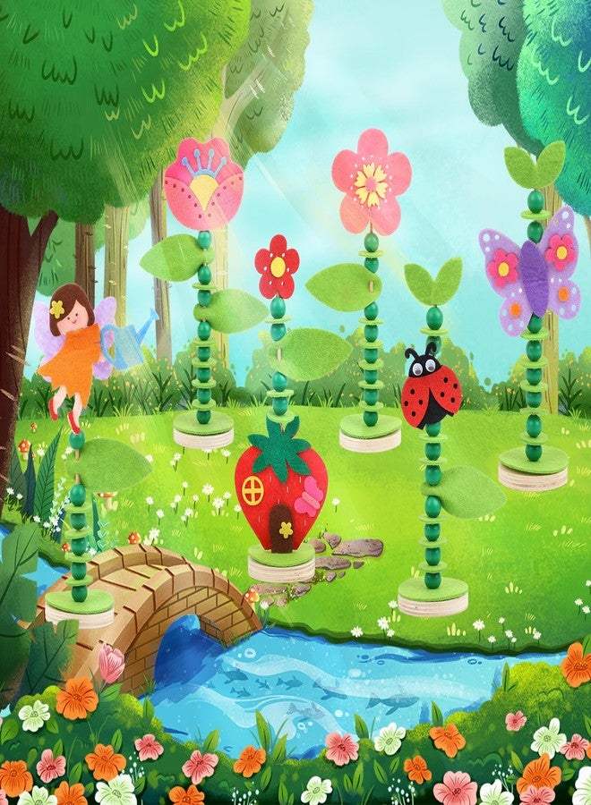 Coola Craft Kit Set for Preschool Kids, Educational Felt & Wood Flower Fairy Kit for Ages 3 4 5 6 7 8, Easy DIY Activity for Boys & Girls, Pack of 6 - Image 2