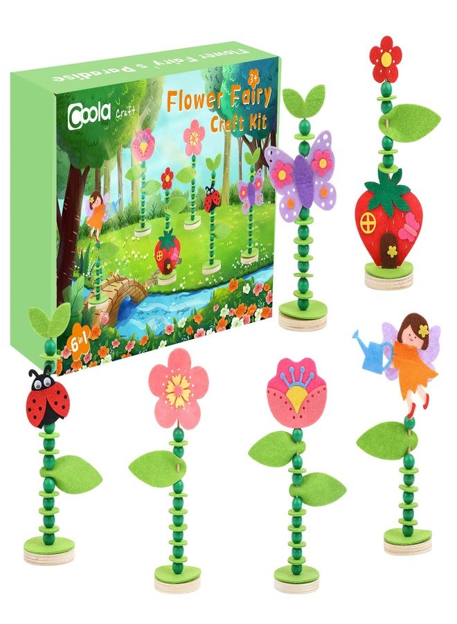 Coola Craft Kit Set for Preschool Kids, Educational Felt & Wood Flower Fairy Kit for Ages 3 4 5 6 7 8, Easy DIY Activity for Boys & Girls, Pack of 6 - Image 1
