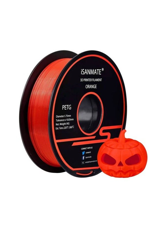 iSANMATE 3D PETG Printer Filament, Dimensional Accuracy +/-0.03mm,1.75mm, 197mm Spool Diameter, 65mm Spool Width, 57mm Spool Hub Hole Diameter, 1kg (2.2lb), Orange | PETG-Orange - Image 1