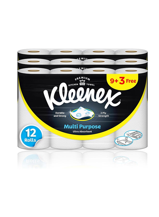 Kleenex Multi Purpose Kitchen Tissue Paper Towel, 2 PLY, 12 Rolls x 90 Sheets, Absorbent Towels for all Surfaces - Image 2