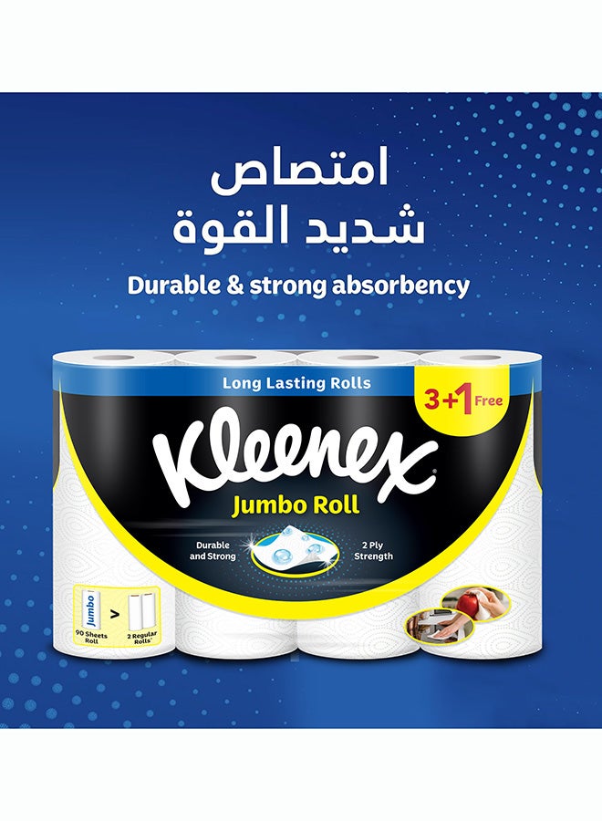 Kleenex مناديل مطبخ كلينكس متعددة الاستخدام، 2 طبقة، 12 لفة × 90 ورقة، مناديل ماصة لجميع الأسطح - Image 2