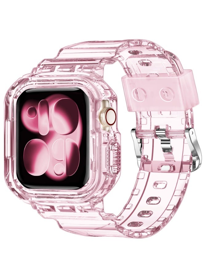 41mm 40mm 38mm الرجال والنساء جيلي الرياضة غطاء الشريط مناسبة لـ Iwatch 1 2 سلسلة 10 9 8 7 Se 6 5 4 3 (الوردي الشفاف ، 38/40/41mm) - Image 1