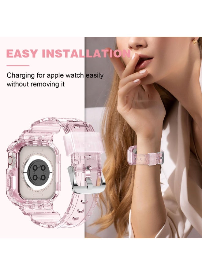 41mm 40mm 38mm الرجال والنساء جيلي الرياضة غطاء الشريط مناسبة لـ Iwatch 1 2 سلسلة 10 9 8 7 Se 6 5 4 3 (الوردي الشفاف ، 38/40/41mm) - Image 5