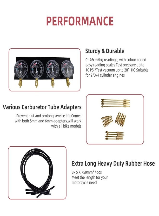مجموعة أدوات ضبط مزامنة المكربن العالمية من Alltooetools، متوافقة مع دراجات BMW وHonda وYamaha وKawasaki وSuzuki GS وKZ وXS وCB 550 و650 و750 - Image 3