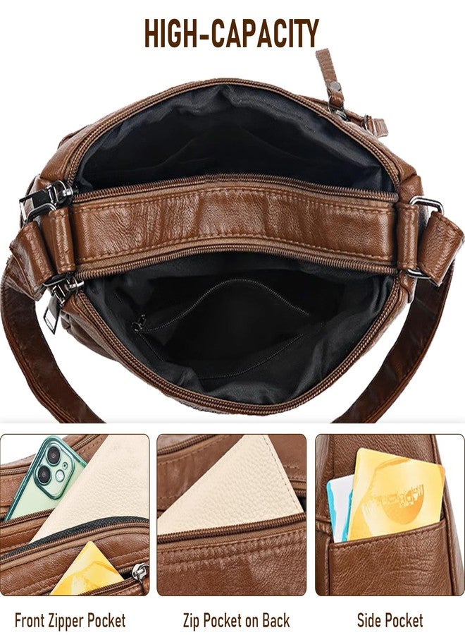 LassZone Womens Leather Handbag Multi-Pocket Crossbody Bag Waterproof Hobo Shoulder Bag with Adjustable Shoulder Strap - Image 5