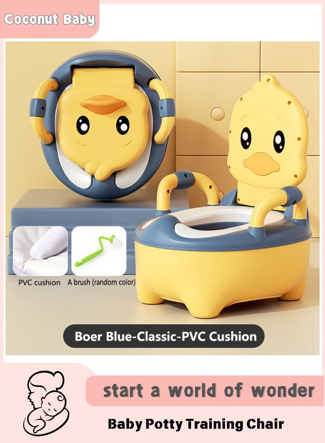 Baby Potty Training Chair with Splash-Proof Detachable Pot - Adjustable Cute Toilet Seat for Toddlers & Early Childhood Development (Boer Blue)